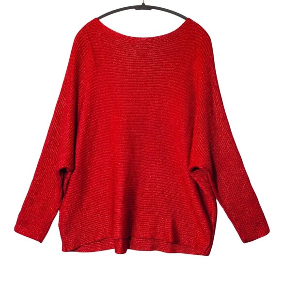 Ralph Lauren Plus-Size Dolman Sleeve Boatneck Sweater 3X Metallic Red Holidays - Picture 7 of 13